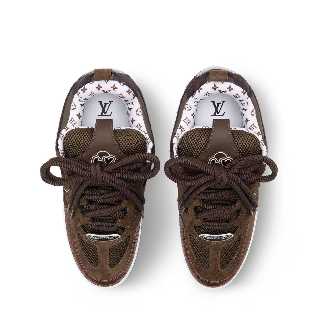 LV Skate Sneaker Hairy Suede Calf Leather Marron