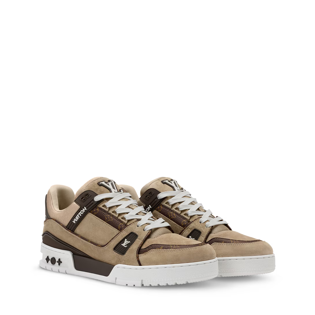 LV Trainer Sneaker Suede Calf Leather/Monogram Canvas Beige
