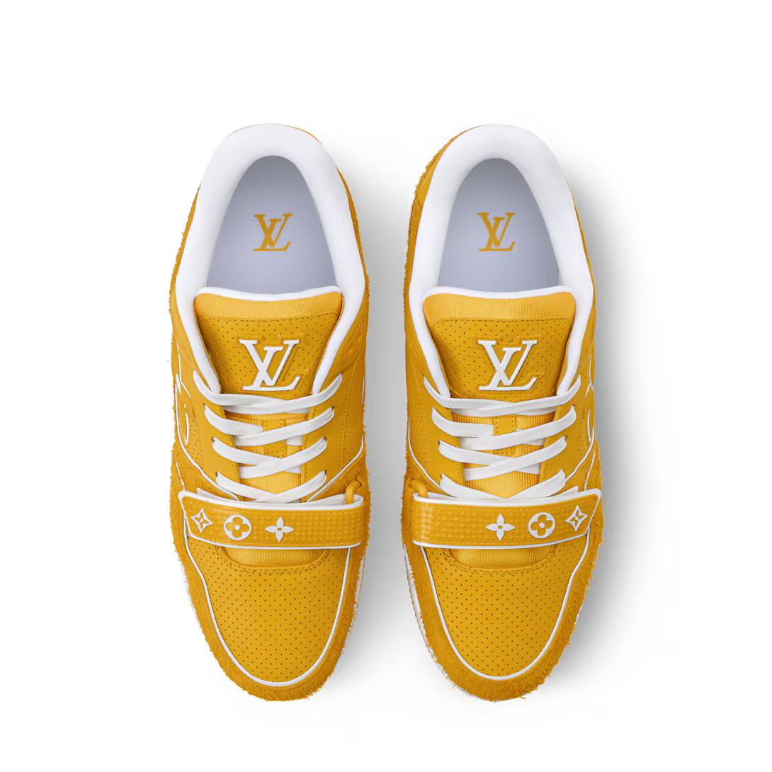 LV Trainer Sneaker Hairy Suede Calf Leather Yellow