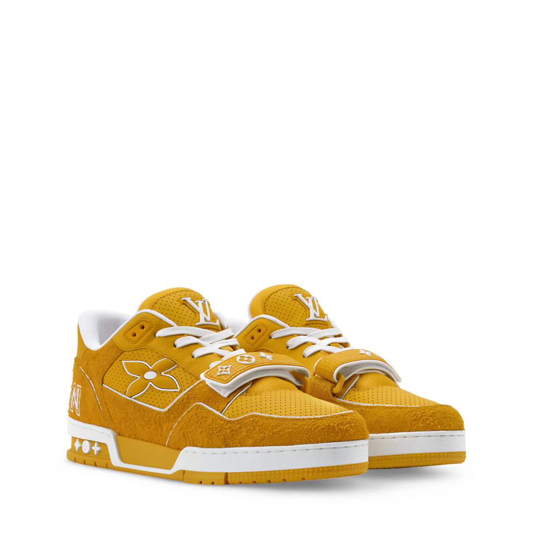 LV Trainer Sneaker Hairy Suede Calf Leather Yellow