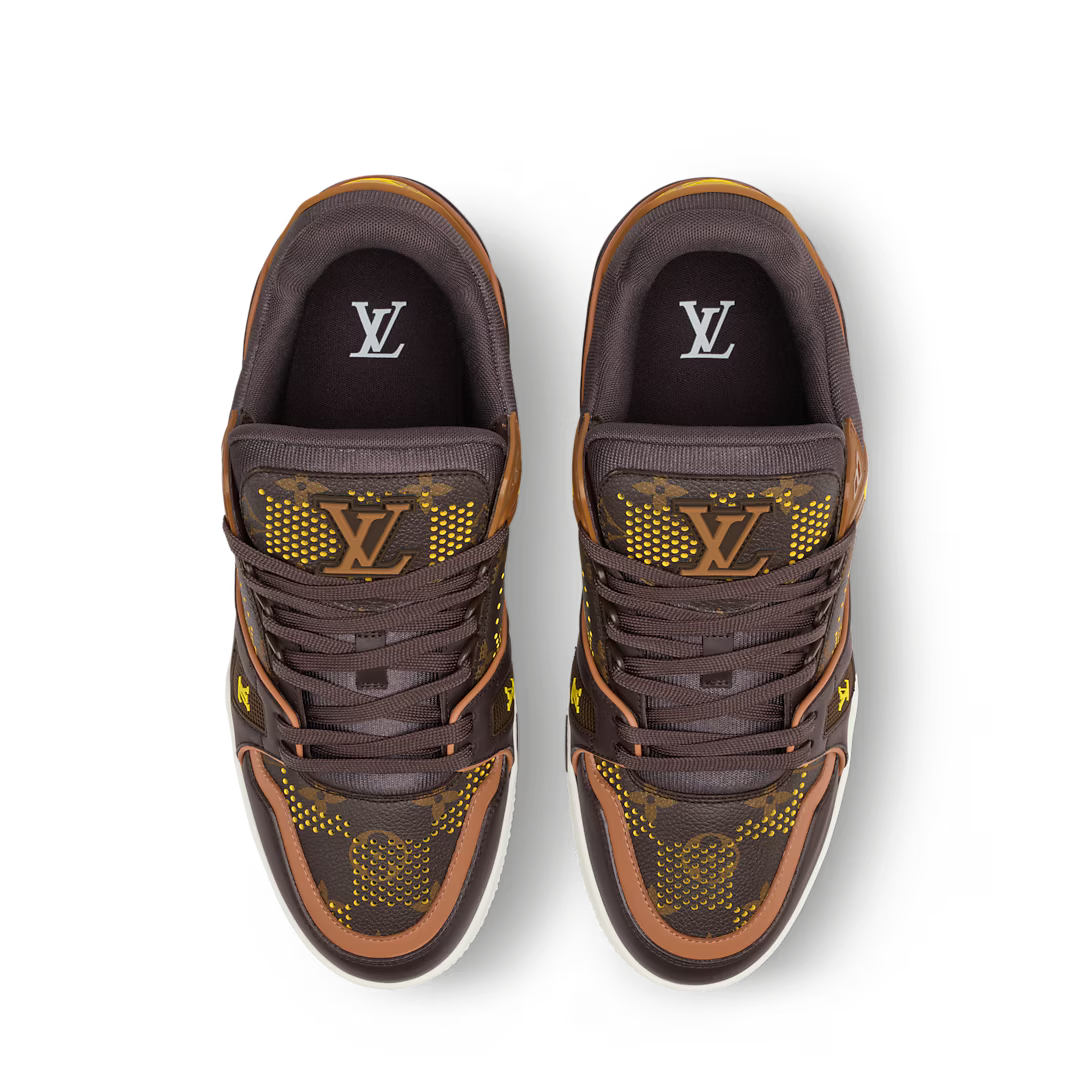 LV Trainer Sneaker Perforated Grained Calf Leather Yellow