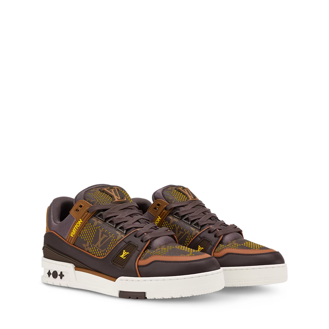 LV Trainer Sneaker Perforated Grained Calf Leather Yellow