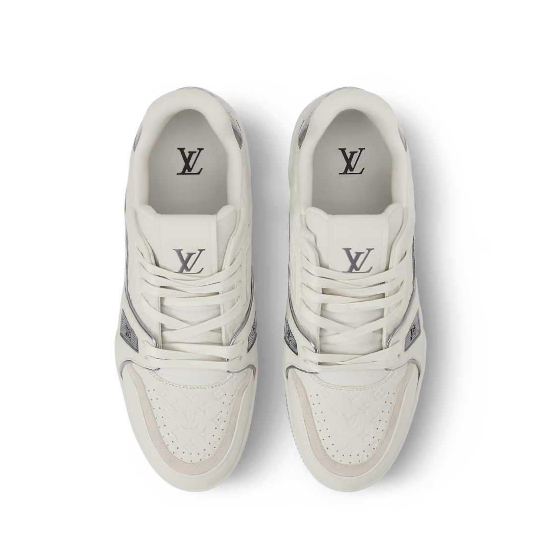 LV Trainer Sneaker Monogram-Debossed Grained Calf Leather Grey