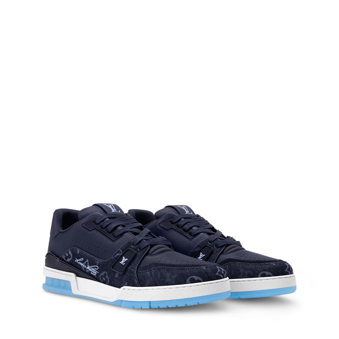 LV Trainer Sneaker Monogram Surplus Denim/Grained Calf Leather Indigo Blue