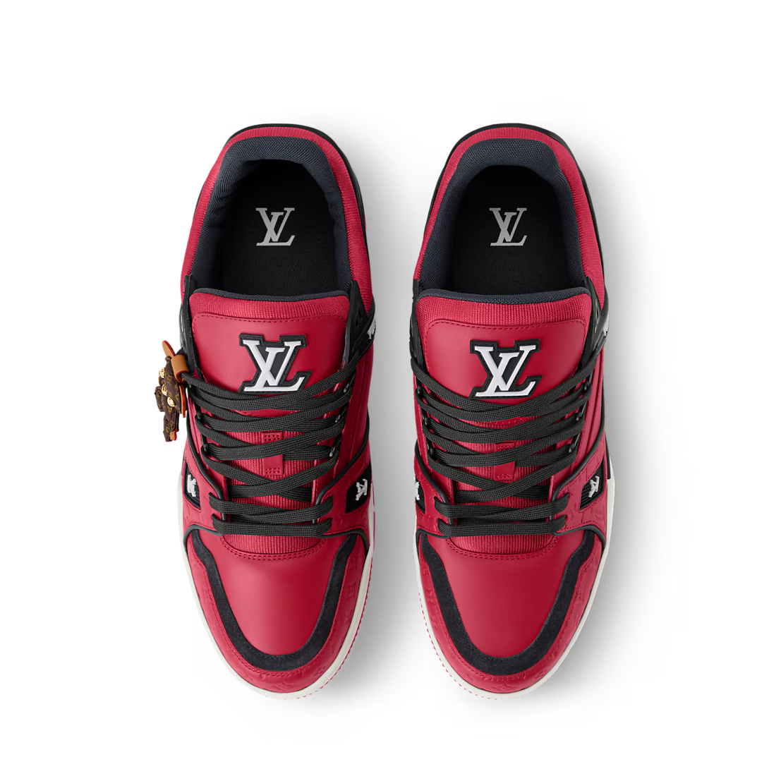 LV Trainer Sneaker Leather/Monogram-Embossed Calf Leather Red