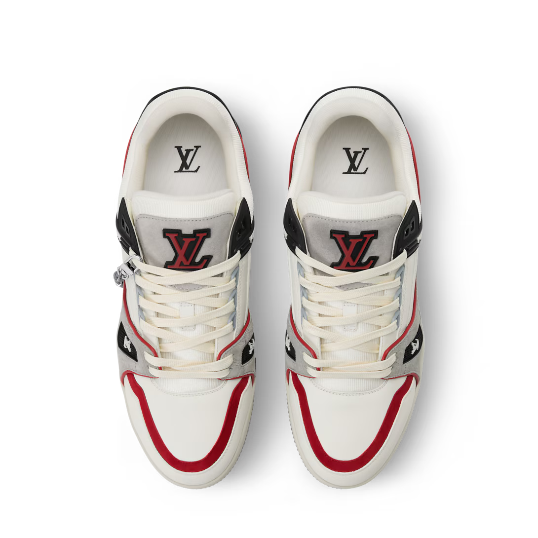 LV Trainer Sneaker Plain calf leather/Suede Calf leather Blanc Gris