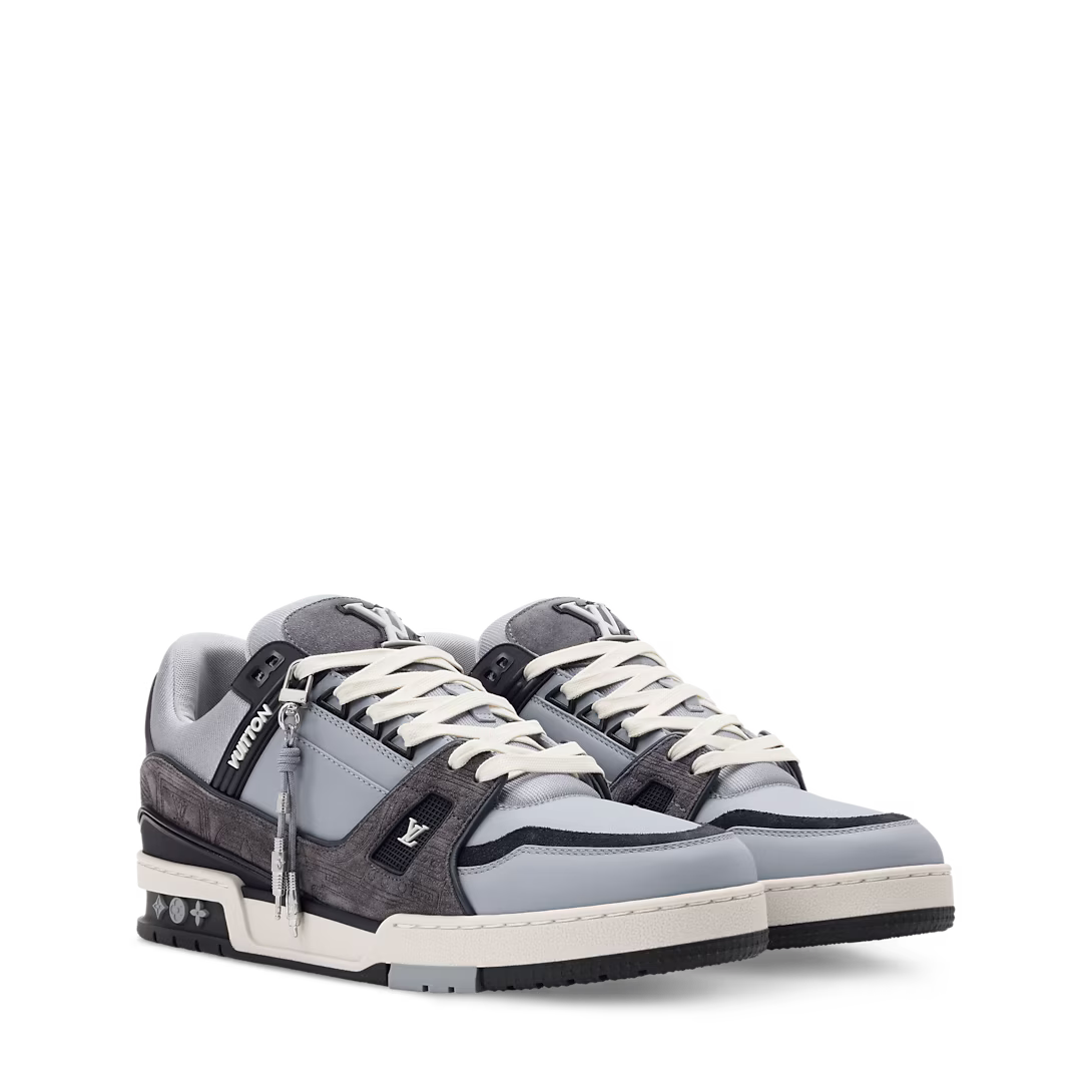 LV Trainer Sneaker Plain calf leather/Suede Calf leather Noir Gris