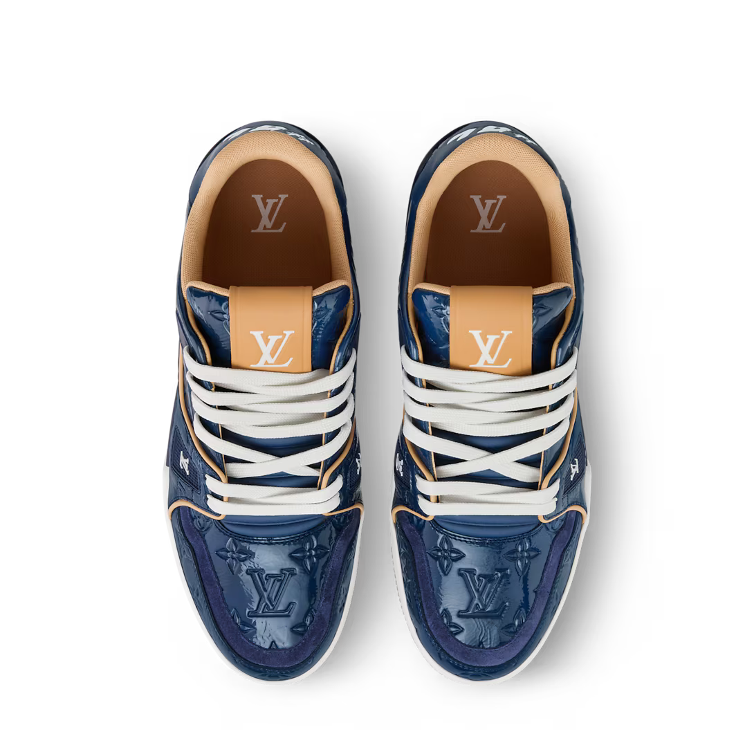 LV Tilted Sneaker Monogram Patent Calf Leather Navy Blue