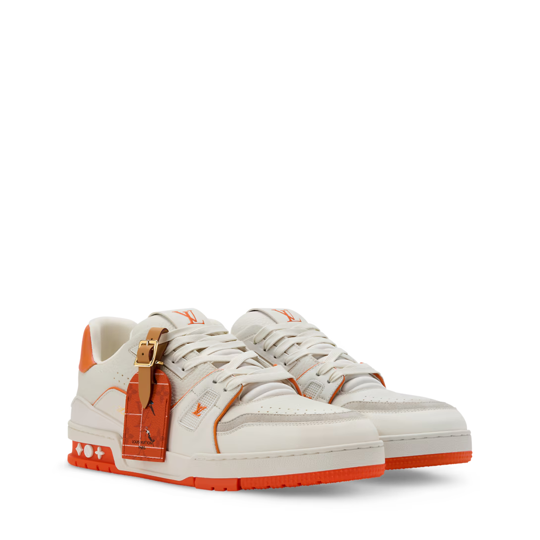 LV Trainer Sneaker Grained Calf Leather Orange