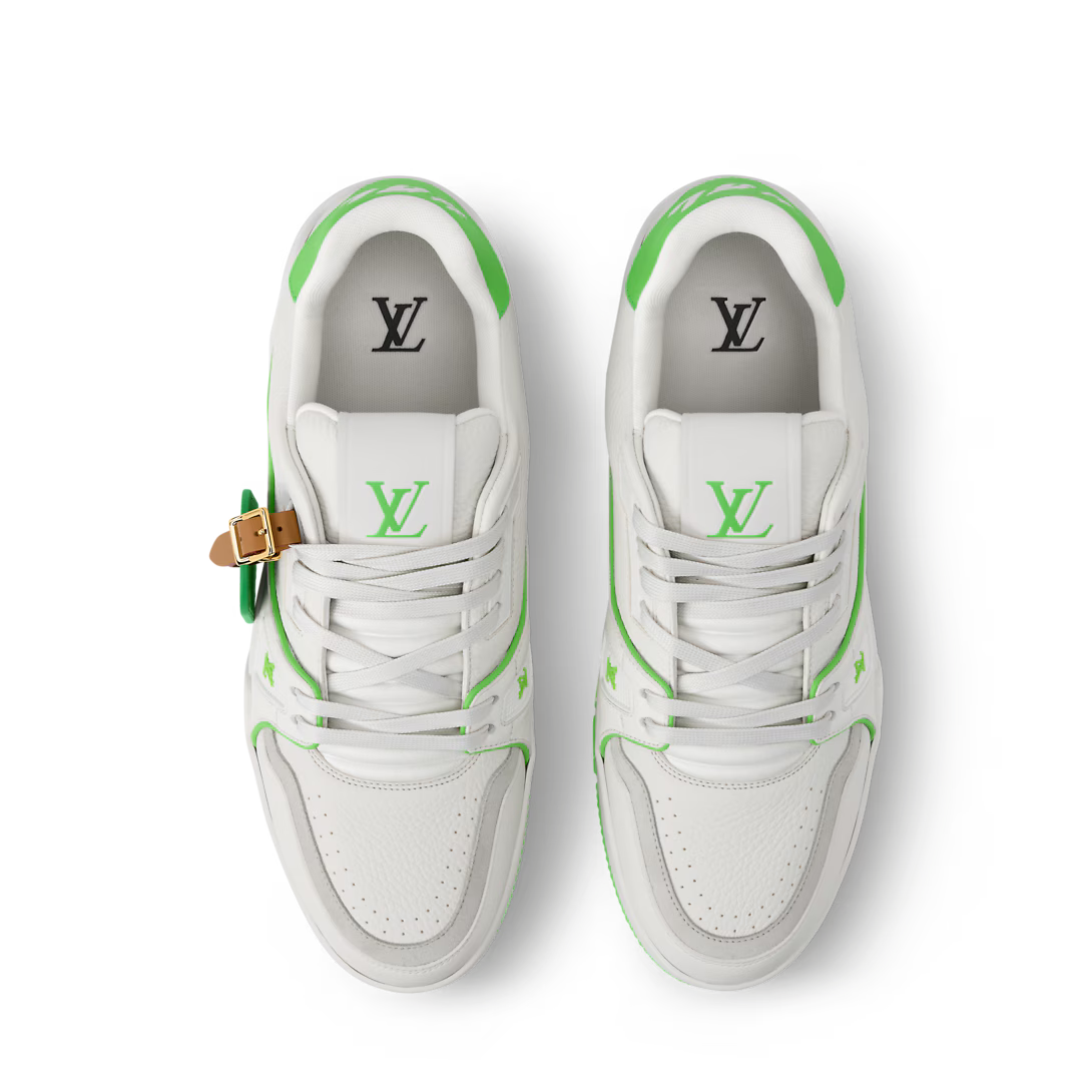 LV Trainer Sneaker Grained Calf Leather Vert Fonce