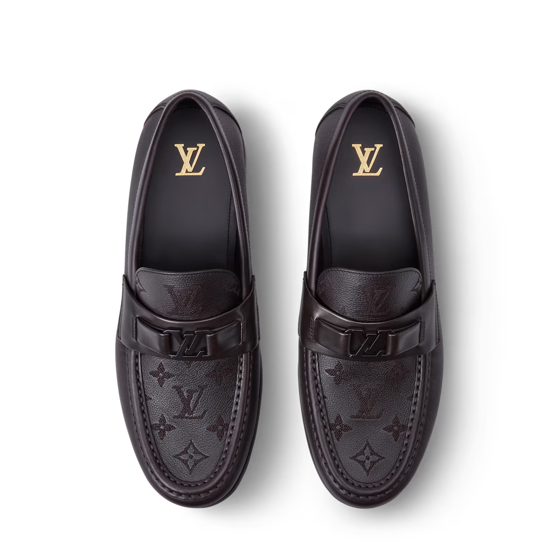 LV Major Loafer Grained Calf Lather With Monogram Embroidery Marron