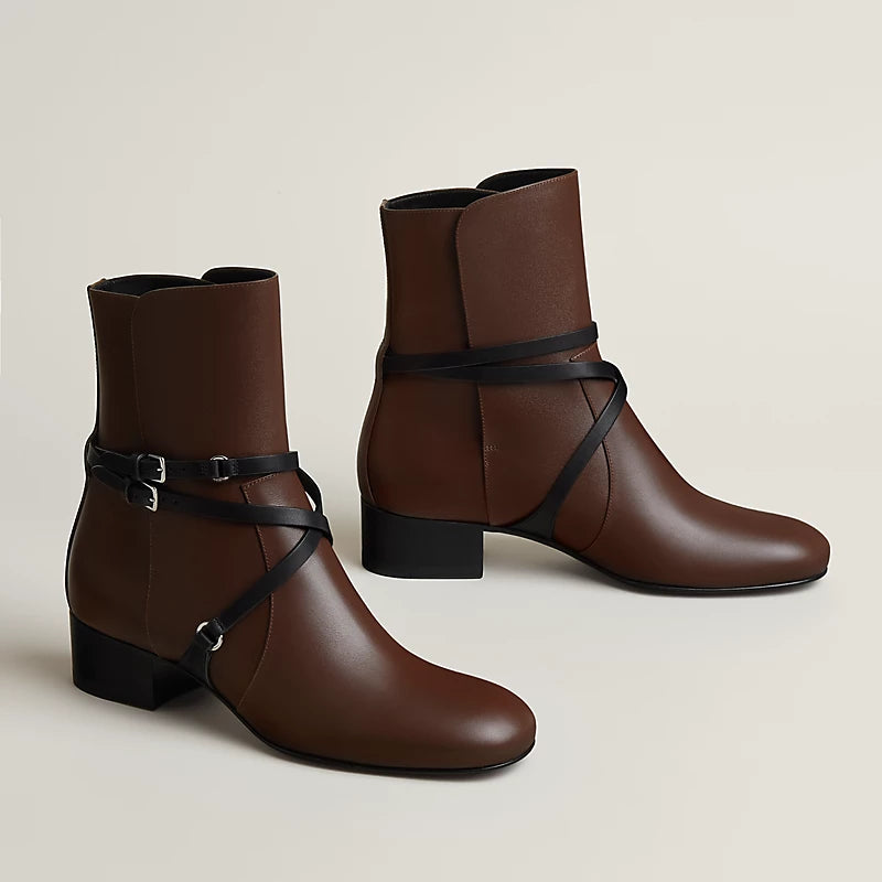 Hermes Nancy 35 Ankle Boot Chocolat / Noir