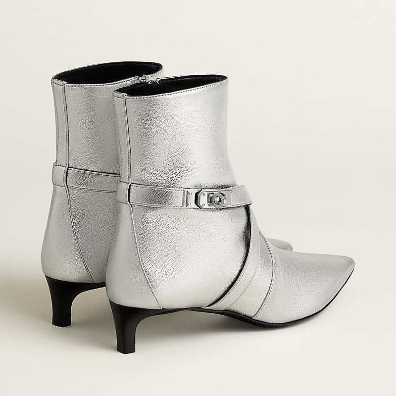 Hermes Nice 40 Ankle Boot Gris Argenté
