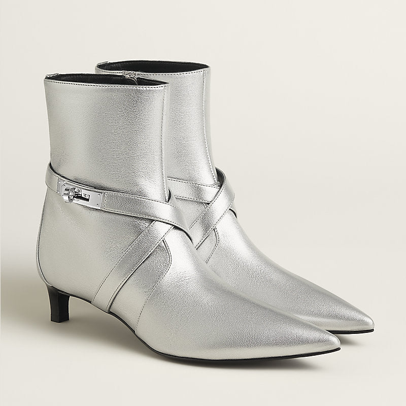 Hermes Nice 40 Ankle Boot Gris Argenté