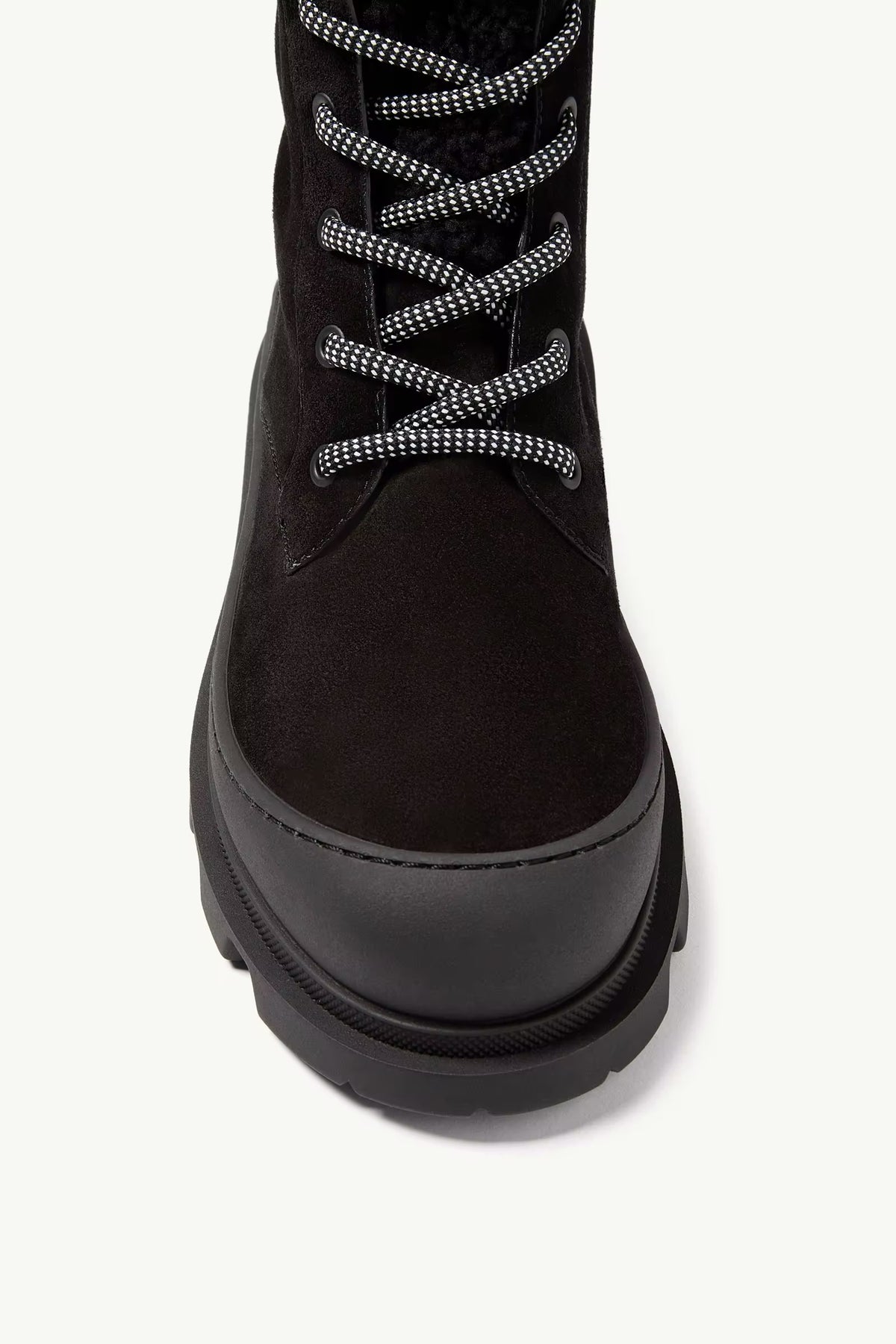 Vera High Suede & Shearling Lace-Up Women’s Boots Black